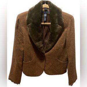 VTG NWT 90s Jones NY Wear Blazer, Removable Faux Fur Collar Sz-10
